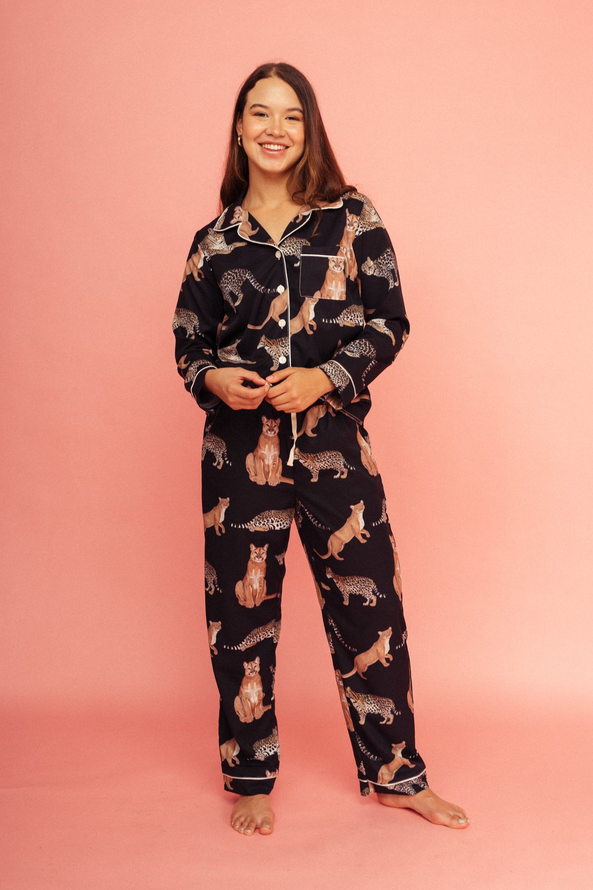 Pijama Pantalón Felinos Negro