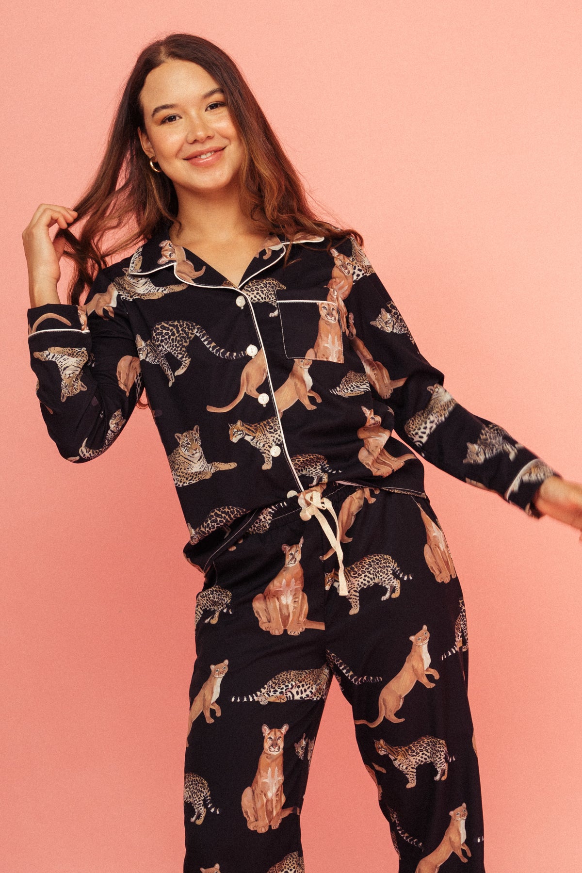 Pijama Pantalón Felinos Negro