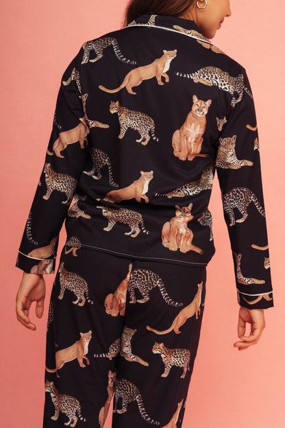 Pijama Pantalón Felinos Negro