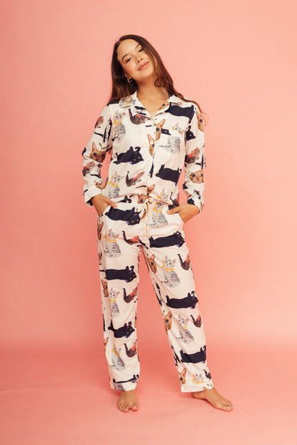 Pijama Pantalón Michis Marfil