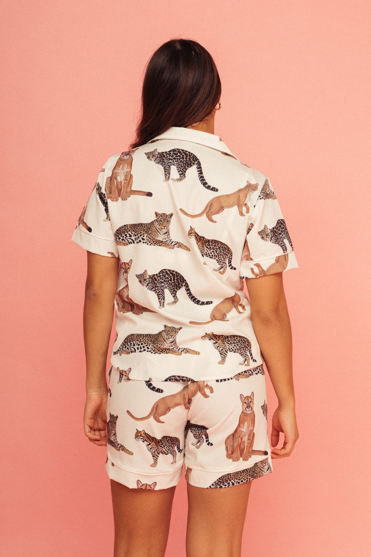 Pijama Short Felinos Marfil