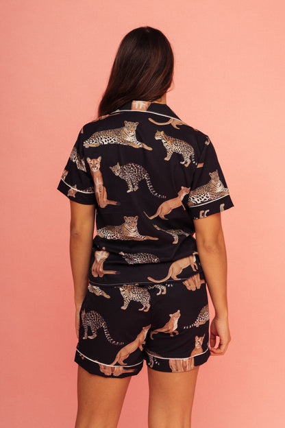 Pijama Short Felinos Negro