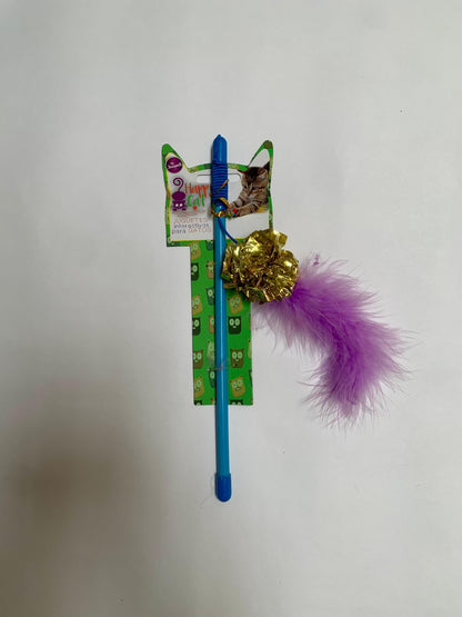 Vara con plumas y pompom brillante
