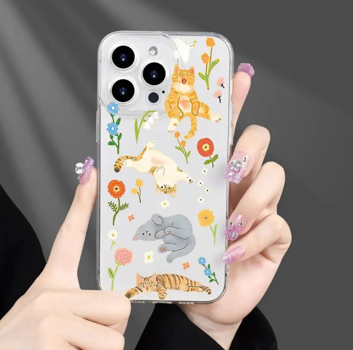 Estuche  Flores y Gatos para Iphone