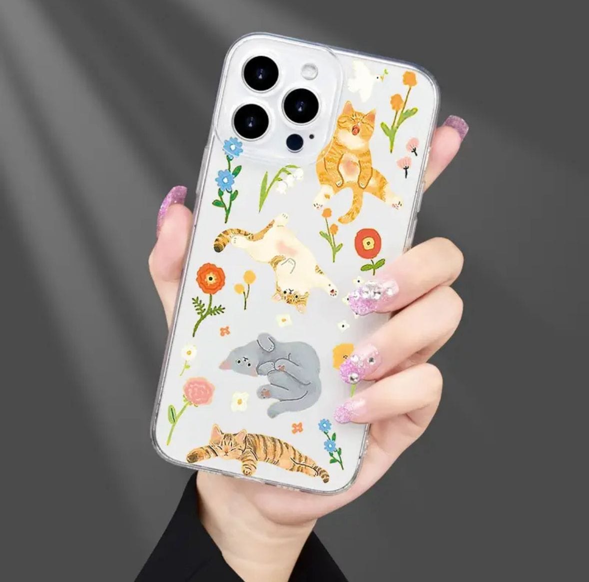 Estuche  Flores y Gatos para Iphone