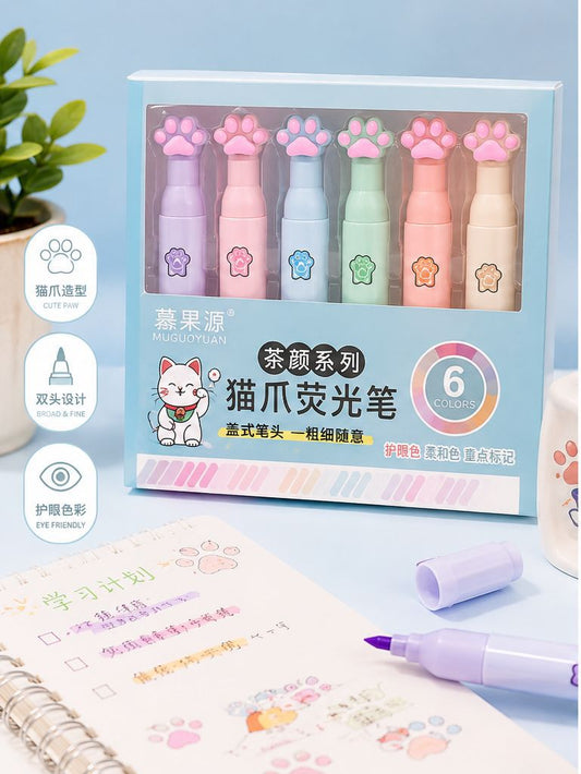 Set de Resaltadores Cat Paw (6 Piezas)