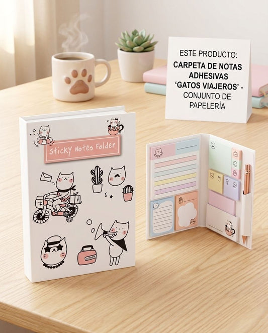 Carpeta de Notas Adhesivas Gatos Viajeros