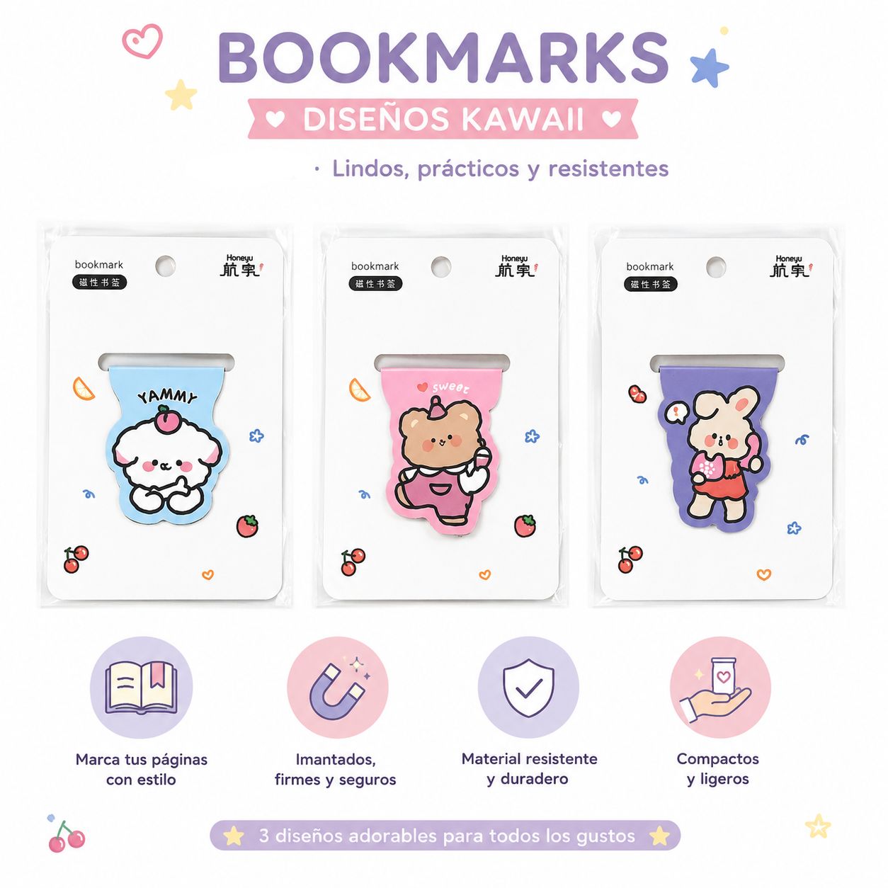 Separadores Magnéticos Kawaii para Libros