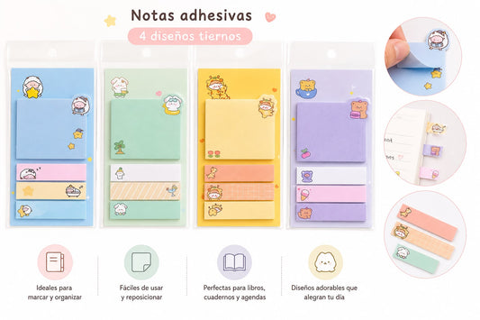 Set de Notas Adhesivas Kawaii