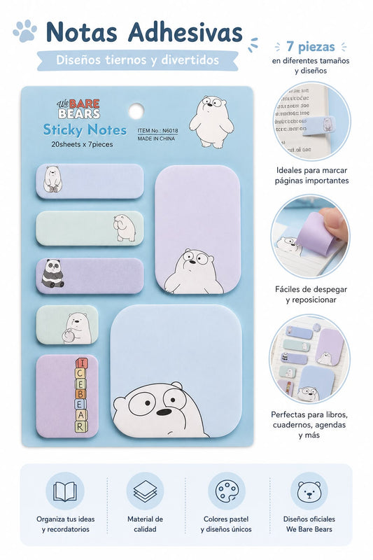Set de Notas Adhesivas We Bare Bears