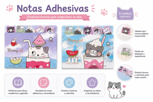 Set de Notas Adhesivas Decorativas Merry Cat
