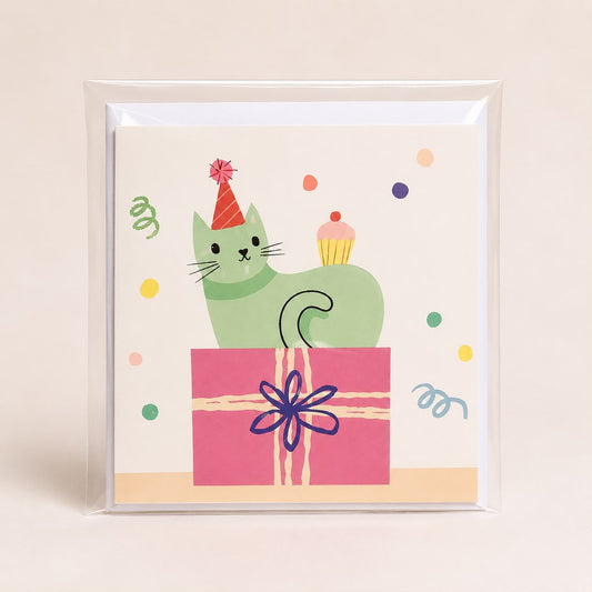 Tarjeta de Felicitación Diseño Gato