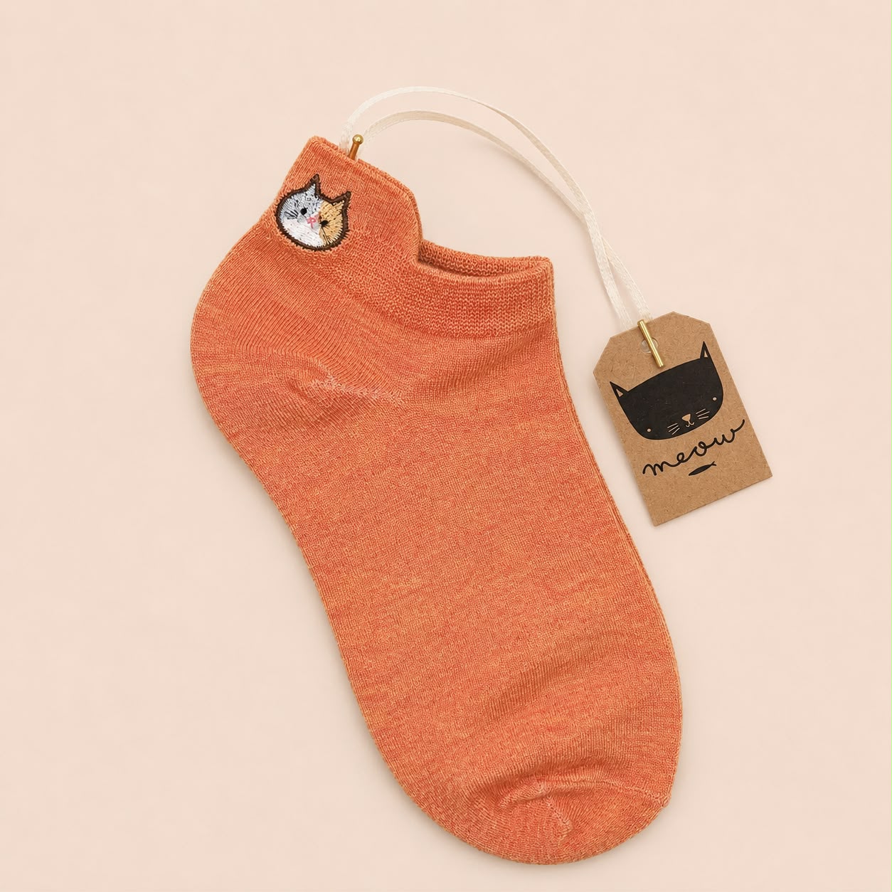 Medias Tobilleras Bordadas con Gatito