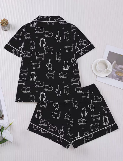Pijama de Gatos Negra