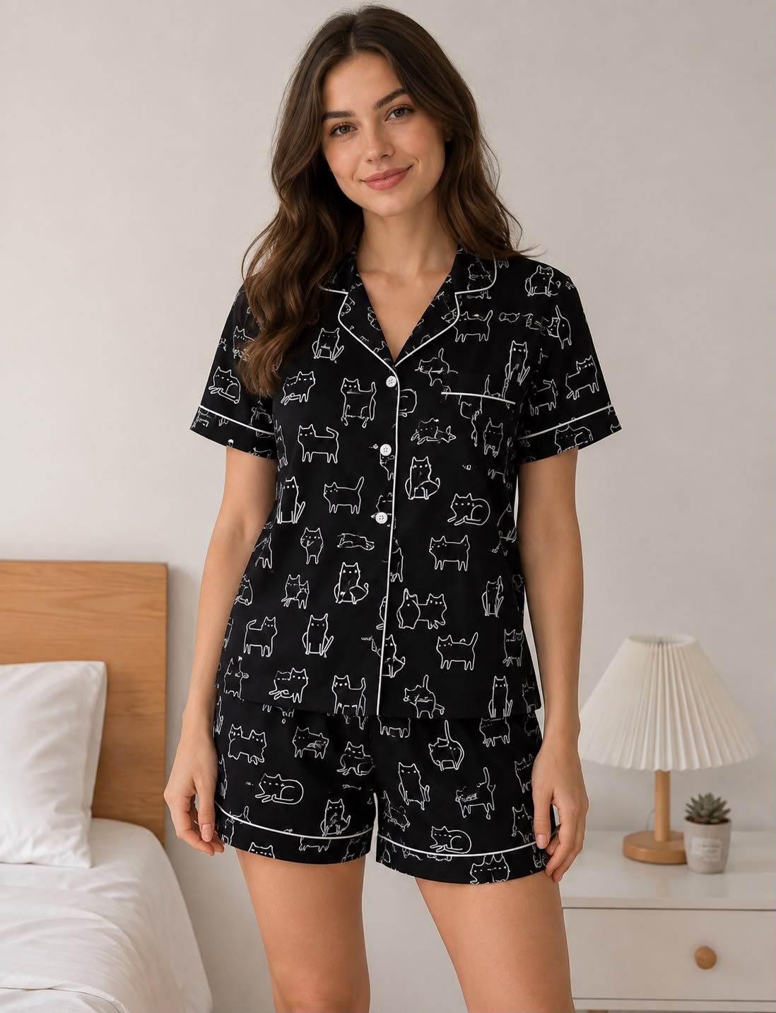 Pijama de Gatos Negra