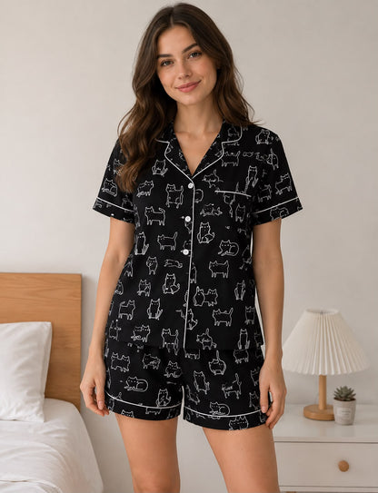 Pijama de Gatos Negra