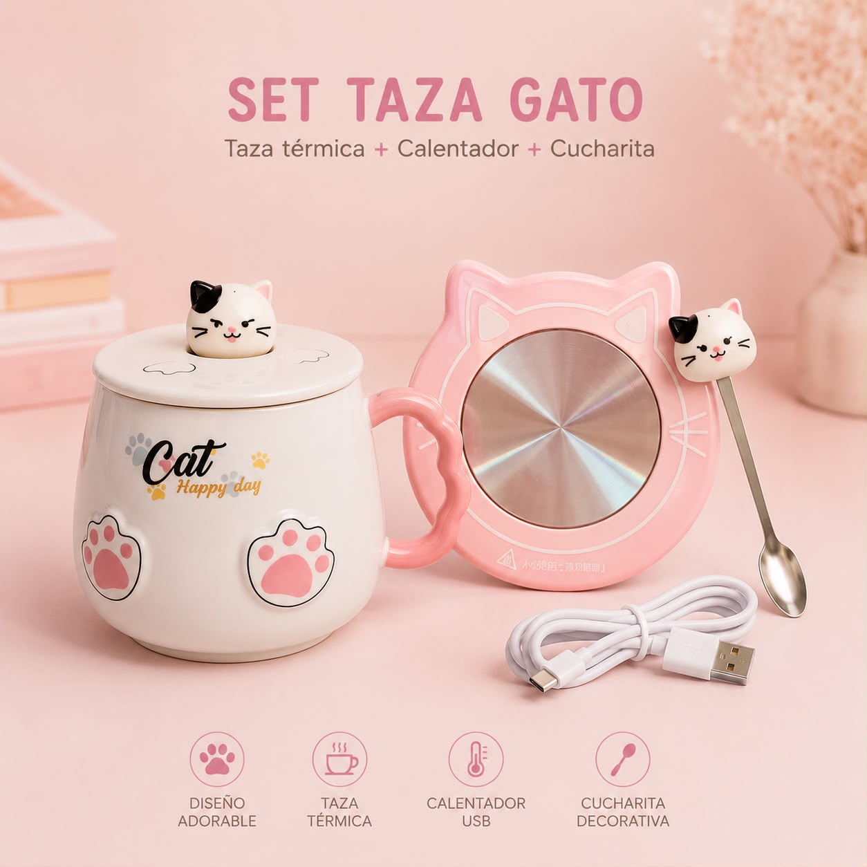 Set Vaso Térmico Gato