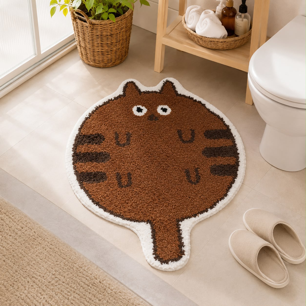 Tapete Decorativo Antideslizante Gato Café