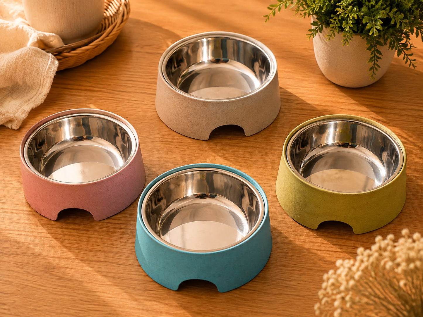 Plato para mascotas con interior de acero inoxidable