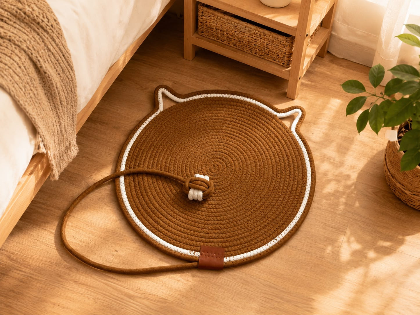 Tapete tejido con diseño de gatito