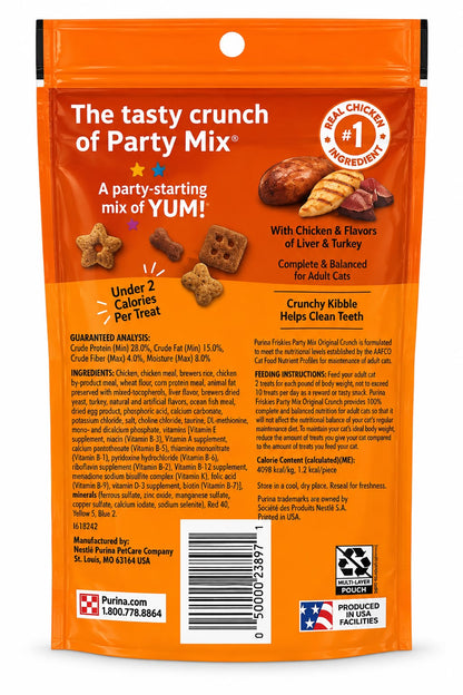 Friskies Party Mix – Premios para Gatos Original Crunch, con Pollo y Sabores de Hígado y Atún