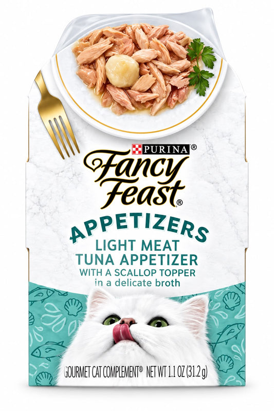 Fancy Feast Appetizers – Atún de Carne Clara con Topping de Vieira en Caldo Delicado