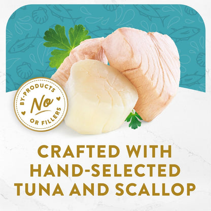Fancy Feast Appetizers – Atún de Carne Clara con Topping de Vieira en Caldo Delicado