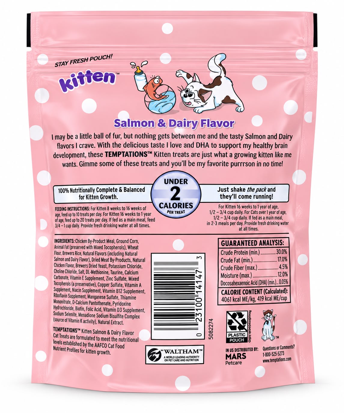 Bolsa Galletas Temptations KITTEN 180gr - Salmòn y Leche