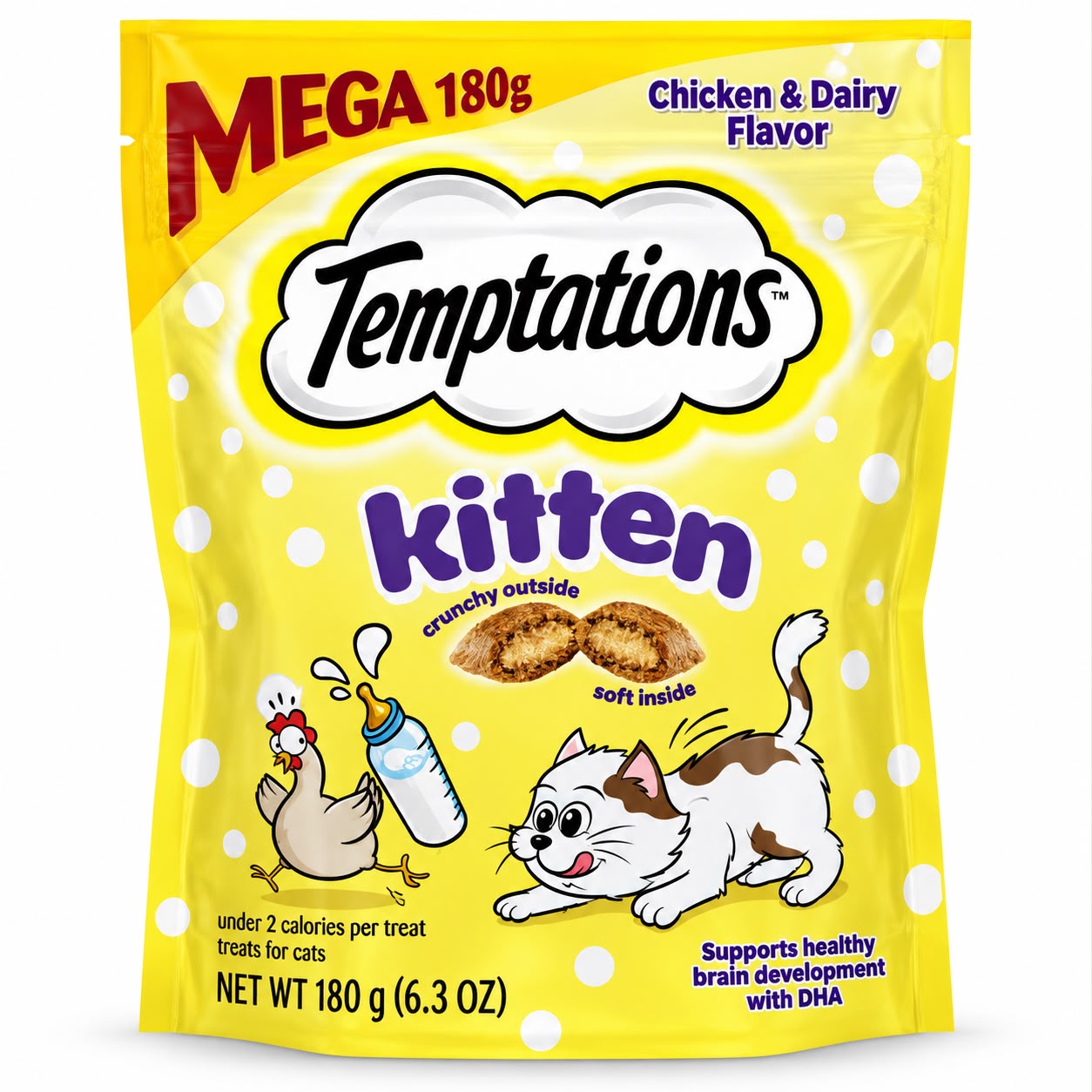 Bolsa Galletas Temptations KITTEN 180gr - Pollo y Leche