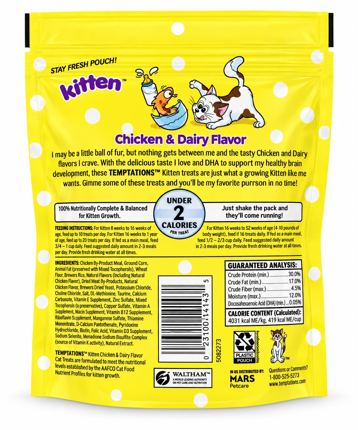 Bolsa Galletas Temptations KITTEN 180gr - Pollo y Leche