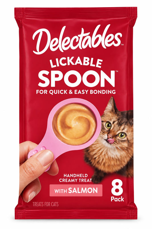 Delectables Lickable Spoon – Premio Cremoso para Gatos con Salmón