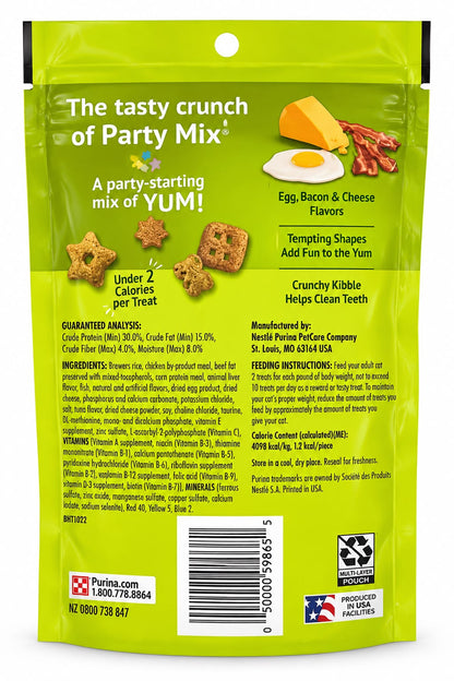Friskies Party Mix – Premios para Gatos Morning Munch Crunch, Sabor Huevo, Tocino y Queso