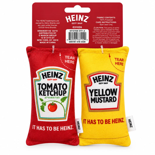 Heinz Ketchup & Yellow Mustard – Juguete para Gatos x 2