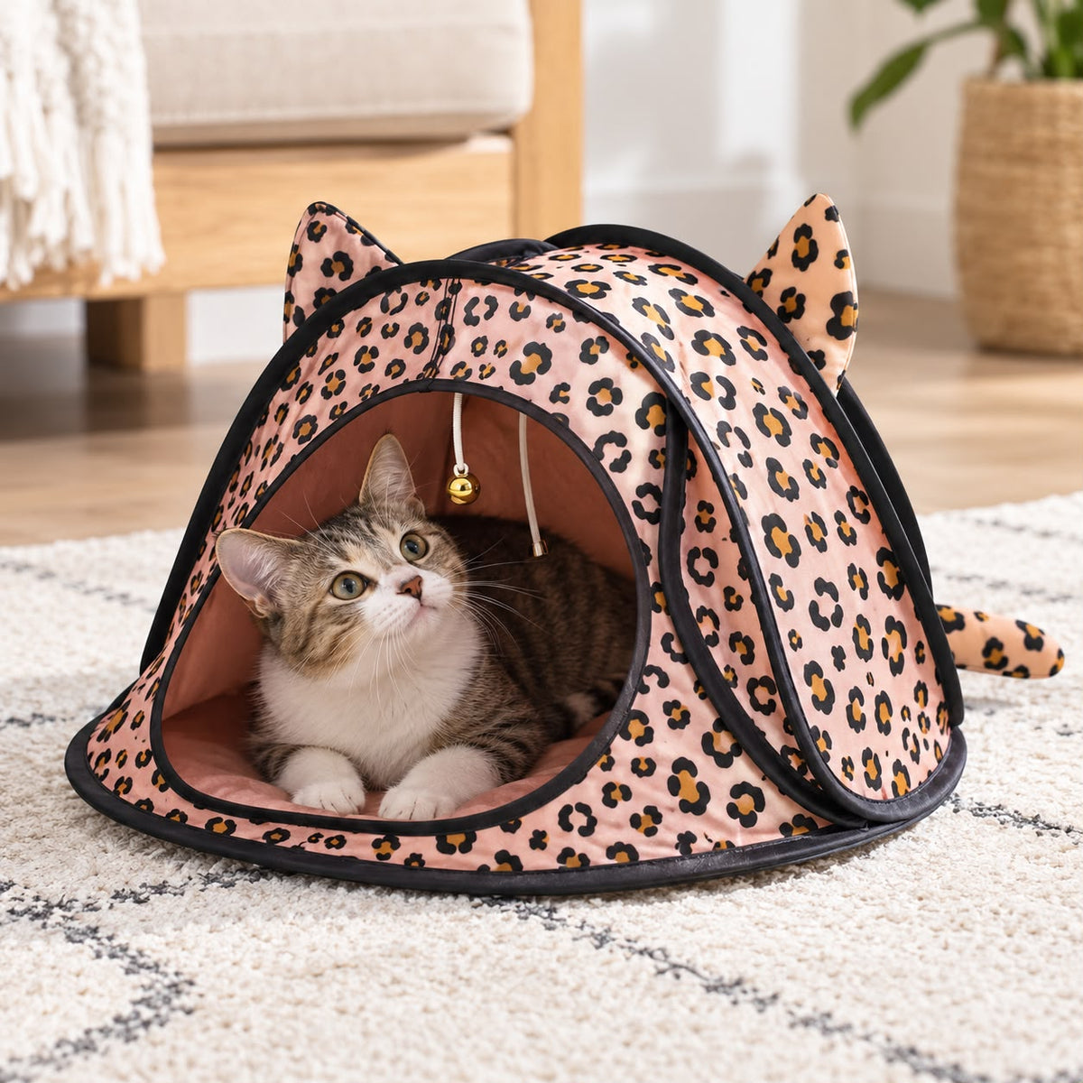 Whisker City® Tienda Interactiva para Gatos – Diseño Leopardo